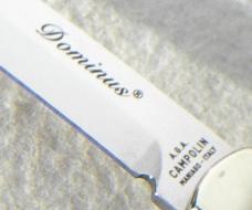 NEW A.G.A. CAMPOLIN 9" AUTOMATIC DOMINUS BRAZILIAN HORN LEVER LOCK, NICKEL SILVER BOLSTERS - W/BOX 