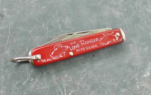 Lone Ranger Red 60th Anniv. 2 Blade Bail 3 1/8" Closed Factory Condition 1/2 Stop Tight Snaps Both
