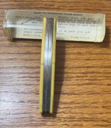 SCHRADE N.Y. U.S.A. 835Y "BIRDSEYE" STOCKMAN - VINTAGE '74-'81 PALOUSE AMMONIA AD & VIEW TUBE BOX