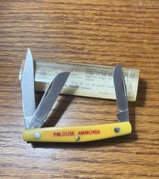 SCHRADE N.Y. U.S.A. 835Y "BIRDSEYE" STOCKMAN - VINTAGE '74-'81 PALOUSE AMMONIA AD & VIEW TUBE BOX