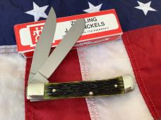 J A Henckels Trapper w/ Sweet Mountain Moss Green Bone Handles in Orig Box -NOS