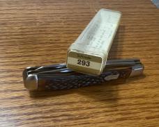 VINTAGE '74-'83 SCHRADE NY USA 293 TWO BLADE POCKET KNIFE - 293 VIEW TUBE BOX 3 7/8" CLOSED 