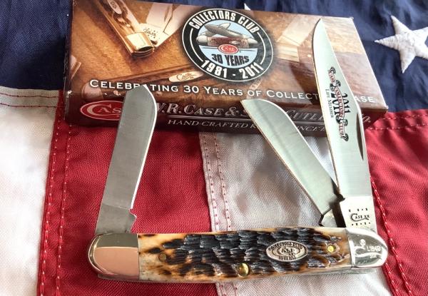 Case xx Collectors Club Life Member 2011 Stockman Mdl# 6347 w/ Brown Bone Handles
