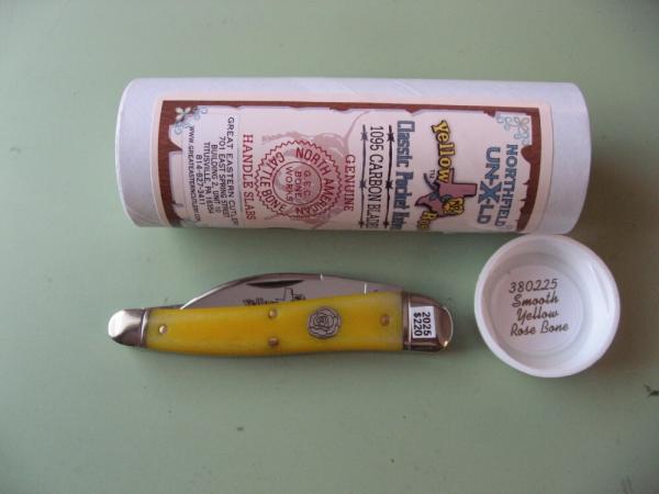 GREAT EASTERN NORTHFIELD 380225 CAMPFIRE WHITTLER SMOOTH YELLOW ROSE BONE #1