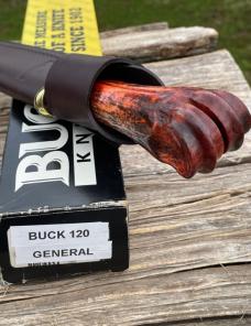  LEROY REMER BUCK 120 GENERAL BRASS GUARD WILDEBEEST WITH GOLD ONYX TRIM #10