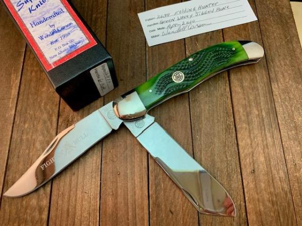 Wendell Carson Folding Hunter Green Wavy Jigged Bone 2010