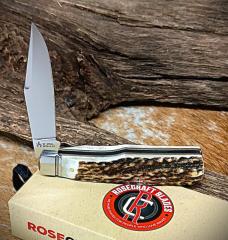 RoseCraft Blades Genuine Stag Savage Creek Gunstock RCT014-ST D2 Clip Point