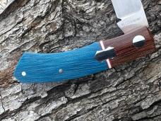 WF STEENKAMP NATIVE M390 BLUE & NATURAL CANVAS MICARTA DINO PATTERN KNIFE