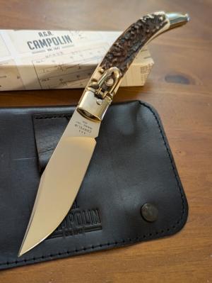 NEW IN BOX GNARLY STAG AGA CAMPOLIN DIANA LEVERLOCK AUTO WITH SHEATH