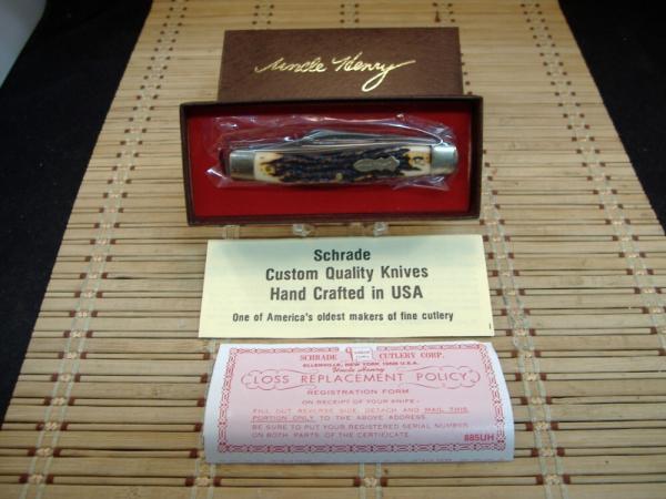 SCHRADE UNCLE HENRY 885-UH KNIG RANCH LARGE TRIPLE BLADE U.S.A. MADE MINT NOS STOCKMAN POCKET KNIFE SCHRADE UNCLE HENRY 885-UH KNIG RANCH LARGE TRIPLE BLADE U.S.A. MADE MINT NOS STOCKMAN POCKET KNIFE