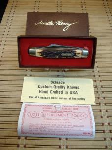 SCHRADE UNCLE HENRY 885-UH KNIG RANCH LARGE TRIPLE BLADE U.S.A. MADE MINT NOS STOCKMAN POCKET KNIFE