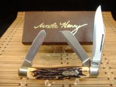 SCHRADE UNCLE HENRY 885-UH KNIG RANCH LARGE TRIPLE BLADE U.S.A. MADE MINT NOS STOCKMAN POCKET KNIFE
