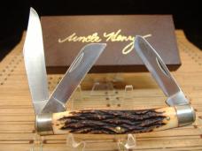 SCHRADE UNCLE HENRY 885-UH KNIG RANCH LARGE TRIPLE BLADE U.S.A. MADE MINT NOS STOCKMAN POCKET KNIFE