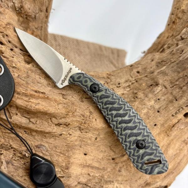Fox Edge Fixed Blade Knife Black Blue Sculpted G10 Handle and Sheath FE-005 NIB 