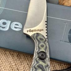 Fox Edge Fixed Blade Knife Black Blue Sculpted G10 Handle and Sheath FE-005 NIB 
