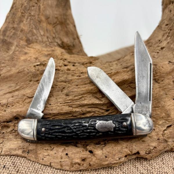 Colonial USA 553/ 550 Stockman Knife Imitation Black Jig Bone Handles (88) 