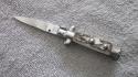 4 1/2" mini Italian stag Stiletto flat blade with swedge.
