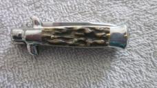 4 1/2" mini Italian stag Stiletto flat blade with swedge.