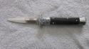 8" SLS auto Knife -(Swinguard Leverlock Stiletto) switchblade knife. Ebony wood handles.