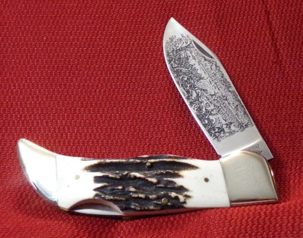 PARKER -IMAI K-54 LOCKBACK CLASP KNIFE ETCHED BLADE GEN. STAG c1984-1986 ( CHECK OR MONEY ORDER )