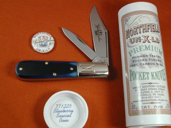 Great Eastern Cutlery GEC Northfield Sawcut Blueberry Bone Yankee Barlow Knife NIT USA 771225 Great Eastern Cutlery GEC Northfield Sawcut Blueberry Bone Yankee Barlow Knife NIT USA 771225