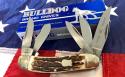 1996 Bulldog Brand 5 Blade Knife w/ Great Stag Handles -NOS & NM