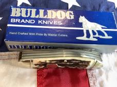 1996 Bulldog Brand 5 Blade Knife w/ Great Stag Handles -NOS & NM