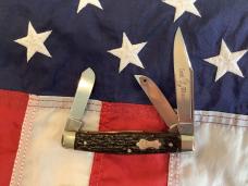 Bulldog Brand “Coal Miner” Stockman Knife w/ Nice Brown Bone Handles -NOS