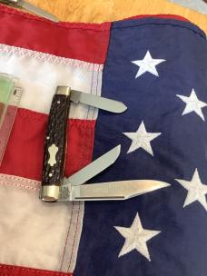 Bulldog Brand “Coal Miner” Stockman Knife w/ Nice Brown Bone Handles -NOS