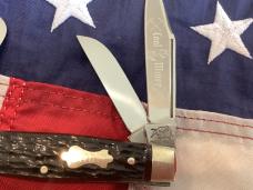 Bulldog Brand “Coal Miner” Stockman Knife w/ Nice Brown Bone Handles -NOS
