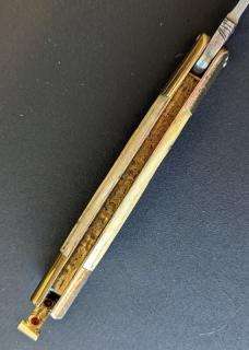 Medium Vintage Philippines handmad Balisong aka Butterfly Knife Jig Bone Scales Jeweled latch 