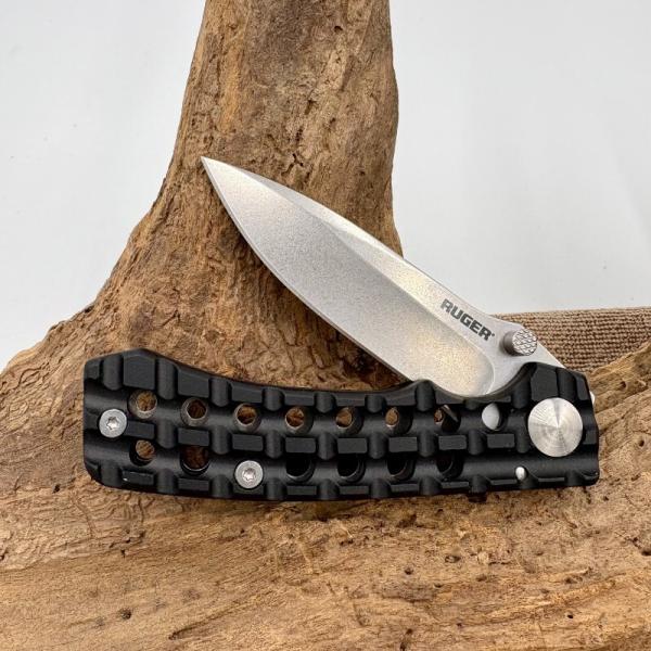 CRKT R1803 Ruger Go-N-Heavy Compact Folding Knife 3.5" Stonewashed Plain Blade