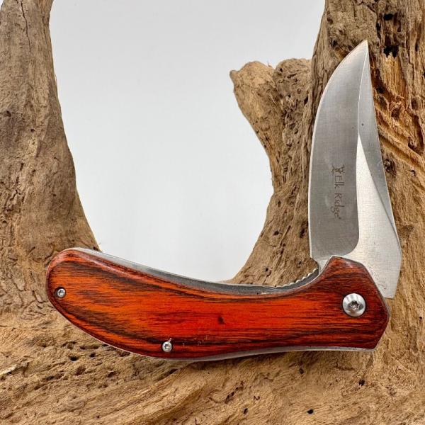 Elk Ridge Linerlock A/O ER-A961 Wood Handle ClipPoint Folding Pocket Knife (210)