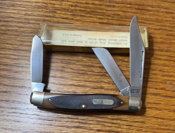 VINTAGE '74-'04 SCHRADE USA 8OT OLD TIMER POCKET KNIFE & VIEW TUBE BOX
