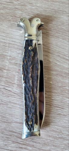 Rare 4 1/4" Custom Handmade Double Bird's Head Bolster Knife with Beautiful Stag Handles
