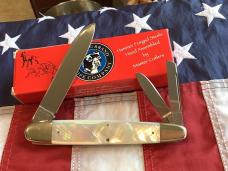1998 Bulldog Angeleo Saxon Whittler w/ Fiery Mother of Pearl Handles + Soaring Eagle blade etch
