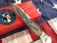 1998 Bulldog Angeleo Saxon Whittler w/ Fiery Mother of Pearl Handles + Soaring Eagle blade etch
