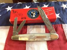 1998 Bulldog Angeleo Saxon Whittler w/ Fiery Mother of Pearl Handles + Soaring Eagle blade etch