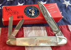 1998 Bulldog Angeleo Saxon Whittler w/ Fiery Mother of Pearl Handles + Soaring Eagle blade etch