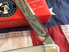 1998 Bulldog Angeleo Saxon Whittler w/ Fiery Mother of Pearl Handles + Soaring Eagle blade etch