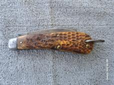 Vintage 1932-1940 Case Tested XX Hawkbill Pocket Knife; Green Jigged Bone