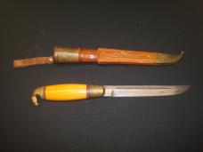 Vintage Puukko Knife Horse Head Pommel Made In Finland Bakelite And Brass Handle