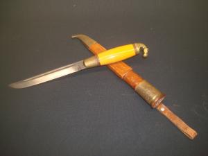Vintage Puukko Knife Horse Head Pommel Made In Finland Bakelite And Brass Handle