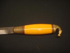 Vintage Puukko Knife Horse Head Pommel Made In Finland Bakelite And Brass Handle