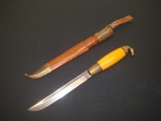 Vintage Puukko Knife Horse Head Pommel Made In Finland Bakelite And Brass Handle