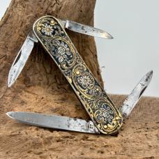 Vintage EKA Of SWEDEN 4 Blade Folding Knife Floral Ornate Enameled Rare (83)