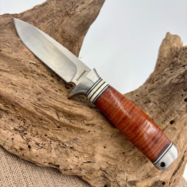 Browning Stacked Leather Fixed 8 1/2" Overall 4" Stainless Blade Knife 322814 