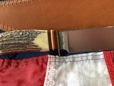 J A Henckels Fixed Blade Hunter Knife w/ Stag Handles & Gold Blade Etch of A Black Bear