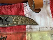 J A Henckels Fixed Blade Hunter Knife w/ Stag Handles & Gold Blade Etch of A Black Bear