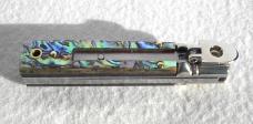 NEW A.G.A. CAMPOLIN 6" BEAUTIFUL ABALONE SHELL AUTOMATIC LEVER LOCK WITH BOX